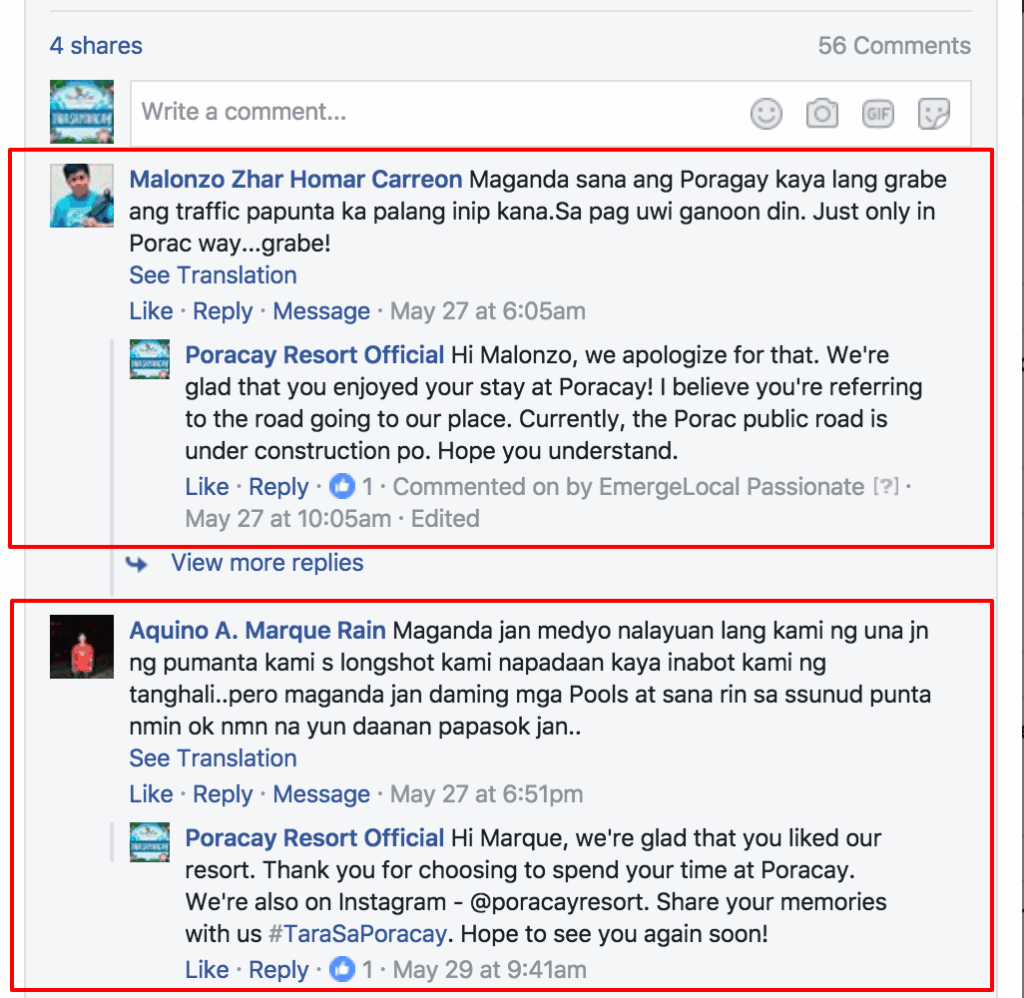 answer facebook responses