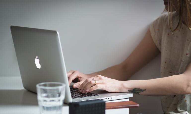 Woman using a laptop